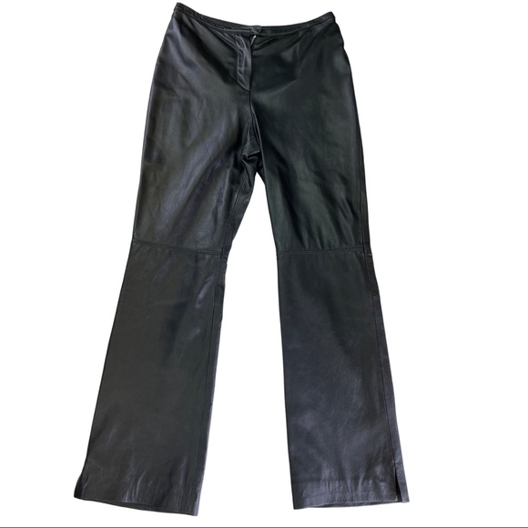 NWOT St John Collection Black Leather Pants Size 2 - Picture 1 of 9